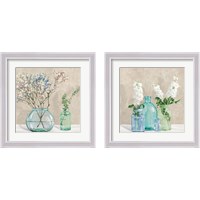 Framed 'Floral Setting with Glass Vases 2 Piece Framed Art Print Set' border=