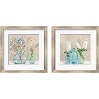 Framed 'Floral Setting with Glass Vases 2 Piece Framed Art Print Set' border=