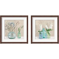 Framed 'Floral Setting with Glass Vases 2 Piece Framed Art Print Set' border=