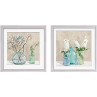 Framed 'Floral Setting with Glass Vases 2 Piece Framed Art Print Set' border=