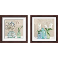 Framed Floral Setting with Glass Vases 2 Piece Framed Art Print Set