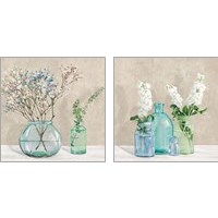 Framed 'Floral Setting with Glass Vases 2 Piece Art Print Set' border=