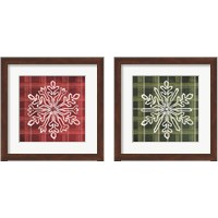 Framed 'Red & Green Plaid Snowflakes 2 Piece Framed Art Print Set' border=