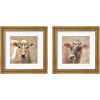 Framed 'Floral Cow 2 Piece Framed Art Print Set' border=