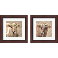 Framed Floral Cow 2 Piece Framed Art Print Set