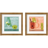 Framed 'Cartoon Cocktails 2 Piece Framed Art Print Set' border=