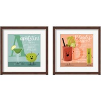 Framed 'Cartoon Cocktails 2 Piece Framed Art Print Set' border=