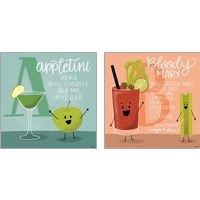 Framed Cartoon Cocktails 2 Piece Art Print Set