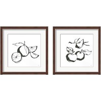Framed 'Black & White Fruit 2 Piece Framed Art Print Set' border=