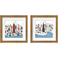 Framed Colorful Chicago & New York 2 Piece Framed Art Print Set