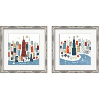 Framed Colorful Chicago & New York 2 Piece Framed Art Print Set