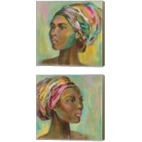 Framed 'African Woman 2 Piece Canvas Print Set' border=