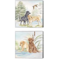 Framed 'Woodland Dogs 2 Piece Canvas Print Set' border=