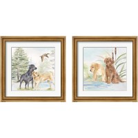 Framed 'Woodland Dogs 2 Piece Framed Art Print Set' border=