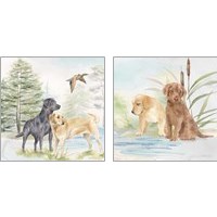 Framed 'Woodland Dogs 2 Piece Art Print Set' border=
