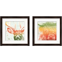 Framed 'Norwegian Bison & Deer Rainbow 2 Piece Framed Art Print Set' border=