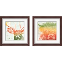 Framed Norwegian Bison & Deer Rainbow 2 Piece Framed Art Print Set