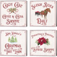 Framed Vintage Christmas Signs 4 Piece Canvas Print Set