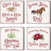 Framed Vintage Christmas Signs 4 Piece Canvas Print Set