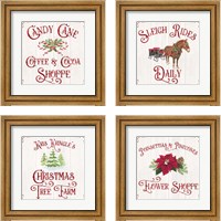 Framed 'Vintage Christmas Signs 4 Piece Framed Art Print Set' border=