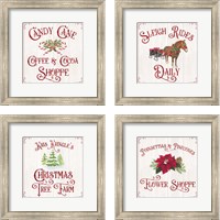 Framed Vintage Christmas Signs 4 Piece Framed Art Print Set