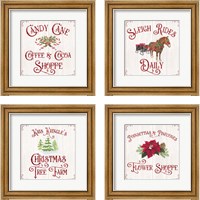 Framed Vintage Christmas Signs 4 Piece Framed Art Print Set