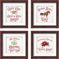 Framed Vintage Christmas Signs 4 Piece Framed Art Print Set