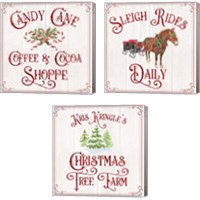 Framed Vintage Christmas Signs 3 Piece Canvas Print Set