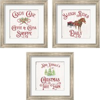 Framed 'Vintage Christmas Signs 3 Piece Framed Art Print Set' border=