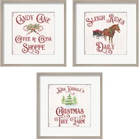 Framed 'Vintage Christmas Signs 3 Piece Framed Art Print Set' border=