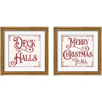 Framed 'Vintage Christmas Signs 2 Piece Framed Art Print Set' border=