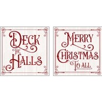 Framed Vintage Christmas Signs 2 Piece Art Print Set