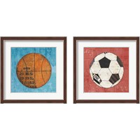 Framed 'Play Ball 2 Piece Framed Art Print Set' border=