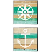 Framed 'Beachscape Green 2 Piece Canvas Print Set' border=