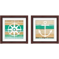 Framed 'Beachscape Green 2 Piece Framed Art Print Set' border=