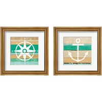 Framed 'Beachscape Green 2 Piece Framed Art Print Set' border=