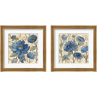 Framed 'Spring Lace Floral Blue 2 Piece Framed Art Print Set' border=