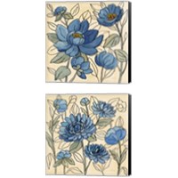 Framed Spring Lace Floral Blue 2 Piece Canvas Print Set