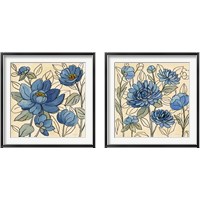 Framed Spring Lace Floral Blue 2 Piece Framed Art Print Set