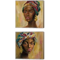 Framed African Face 2 Piece Canvas Print Set
