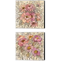 Framed 'Spring Lace Floral Pink 2 Piece Canvas Print Set' border=