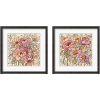 Framed 'Spring Lace Floral Pink 2 Piece Framed Art Print Set' border=