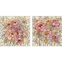 Framed 'Spring Lace Floral Pink 2 Piece Art Print Set' border=