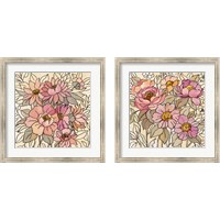 Framed 'Spring Lace Floral Pink 2 Piece Framed Art Print Set' border=