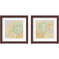 Framed 'Mid Mod Sophisticated Floral 2 Piece Framed Art Print Set' border=