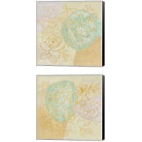 Framed 'Mid Mod Sophisticated Floral 2 Piece Canvas Print Set' border=