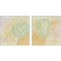 Framed Mid Mod Sophisticated Floral 2 Piece Art Print Set