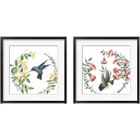 Framed 'Floral Hummingbirds 2 Piece Framed Art Print Set' border=
