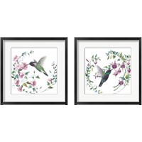 Framed Floral Hummingbirds 2 Piece Framed Art Print Set