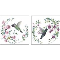 Framed 'Floral Hummingbirds 2 Piece Art Print Set' border=